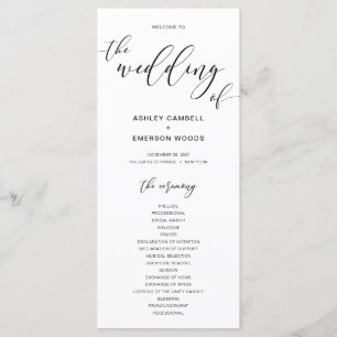 Modern Rustic Calligraphy Wedding Ceremony Program Programme