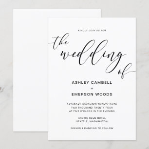 Modern Rustic Calligraphy Wedding Invitation Card