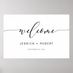 Modern Rustic Calligraphy Wedding Welcome Sign