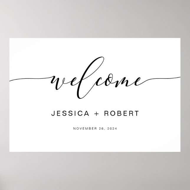 Modern Rustic Calligraphy Wedding Welcome Sign (Front)