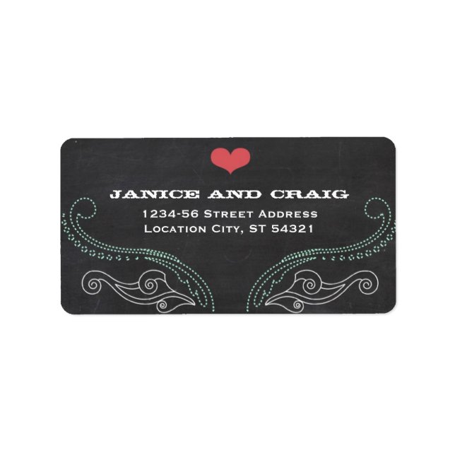 Modern Rustic Chalkboard Typography Wedding Label (Front)