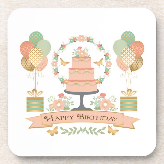 modern rustic chic birthday coaster (Front)