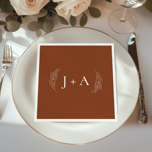 Modern Rustic Chic Botanical Monogram Wedding Napkin (Creator Uploaded)