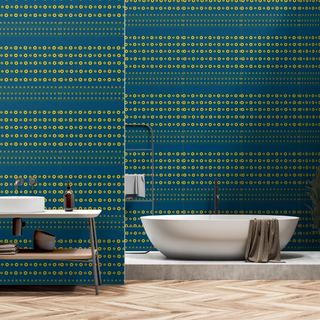 Modern Rustic Chic Sunflower Patterns  Wallpaper (Bathroom)