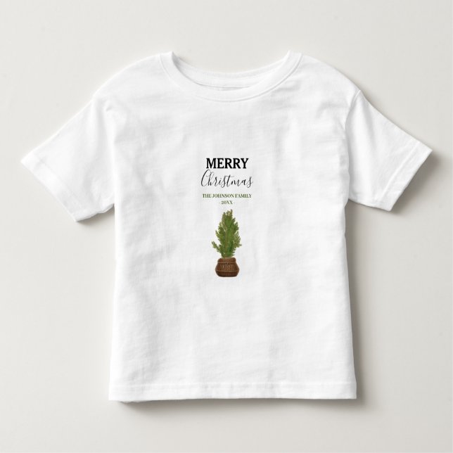 Modern Rustic Christmas Tree Holiday Toddler T-Shirt (Front)