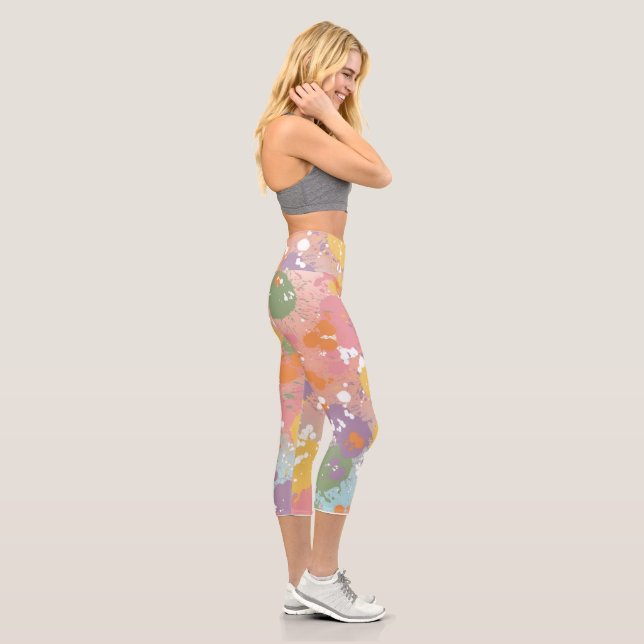 Modern Rustic Colorful Splash  Capri Leggings (Right)