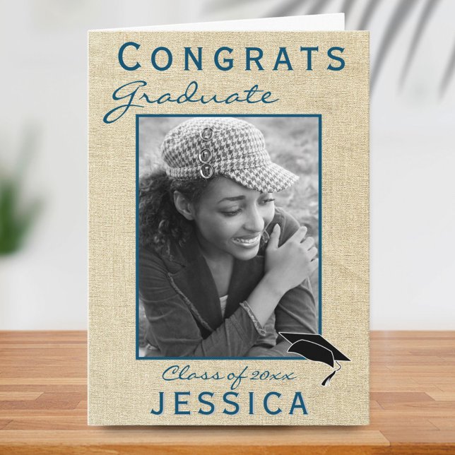 Modern Rustic Congrats Graduate Graduation Photo Card (Creator Uploaded)