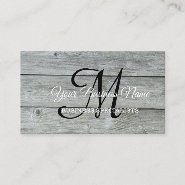 Modern Rustic Country Barn Monogram Script Business Card (Front)