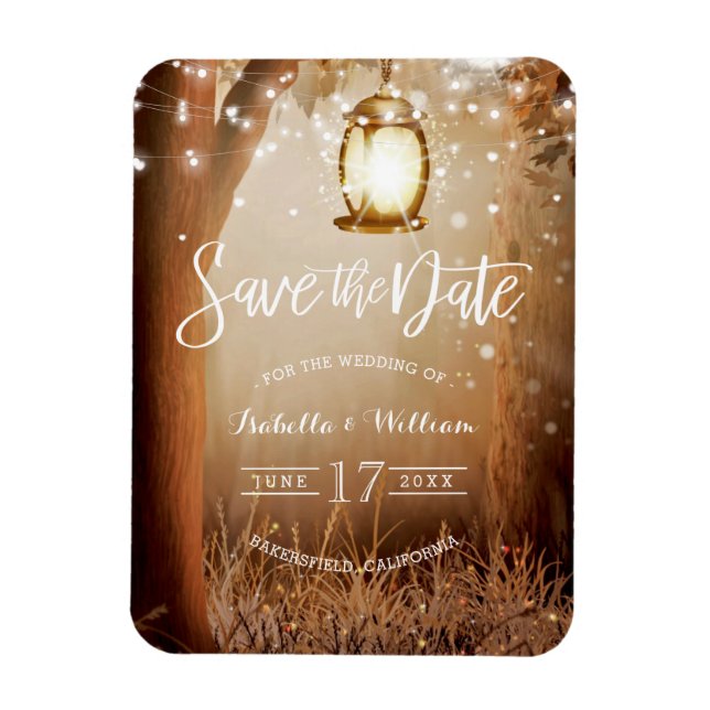 Modern  Rustic Country String Lights Save the Date Magnet (Vertical)