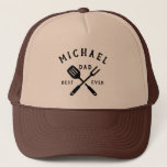 Modern Rustic Custom BEST DAD EVER Father's Day Trucker Hat<br><div class="desc">Retro cool custom "BEST DAD EVER" Trucker hat in a logo-style typography design featuring dad's name alongside a grillmaster illustration. Great gift for Father's day or a unique birthday gift for the dad who loves to barbeque.</div>