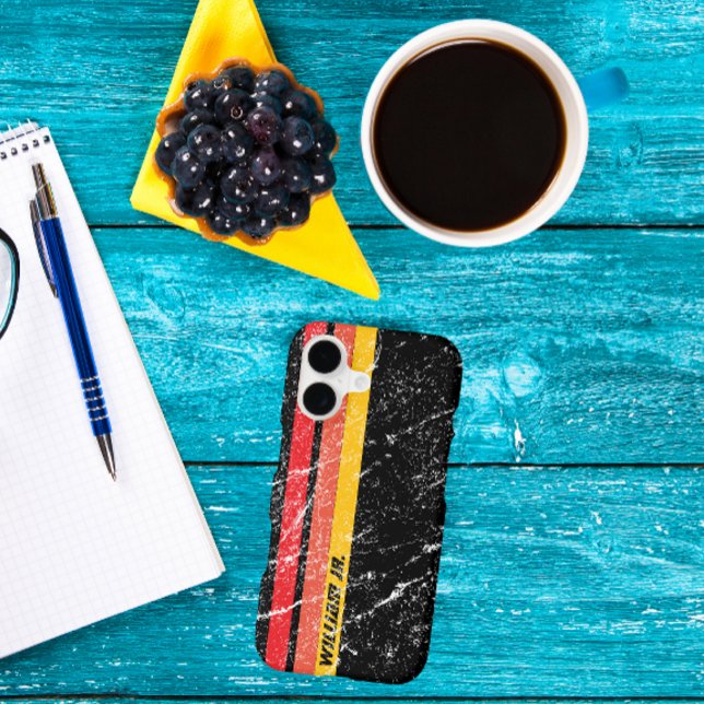 Modern Rustic Custom Name | Red Orange Yellow Line (Modern custom name iphone 17  case)