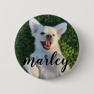 Modern Rustic Custom Pet Photo 6 Cm Round Badge