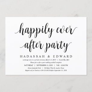Modern Rustic Cute Black Script, Wedding Elopement Invitation