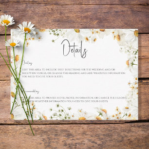 Modern Rustic Daisy Frame Wedding Details Enclosure Card