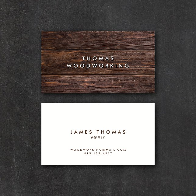 Modern Rustic Dark Wood | Business Cards (Creator Uploaded)
