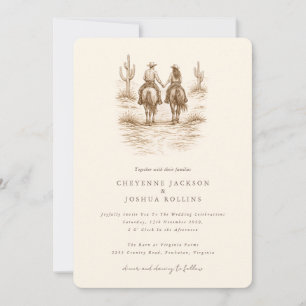 Modern Rustic Desert Western Wedding Invitation