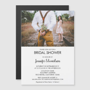 Modern rustic elegant photo Bridal Shower Magnetic Invitation