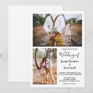Modern rustic elegant photo wedding invitation