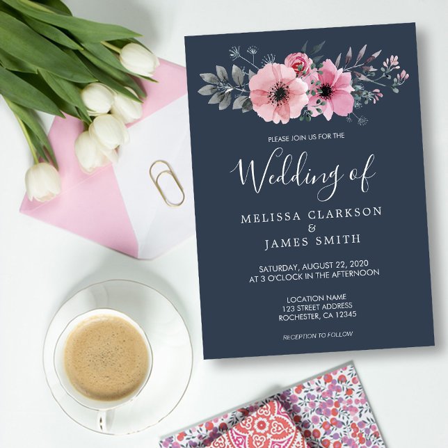 Modern rustic elegant watercolor flowers Wedding Invitation (Modern rustic elegant watercolor flowers Wedding Invitation. Wonderful invitation for your wedding.)