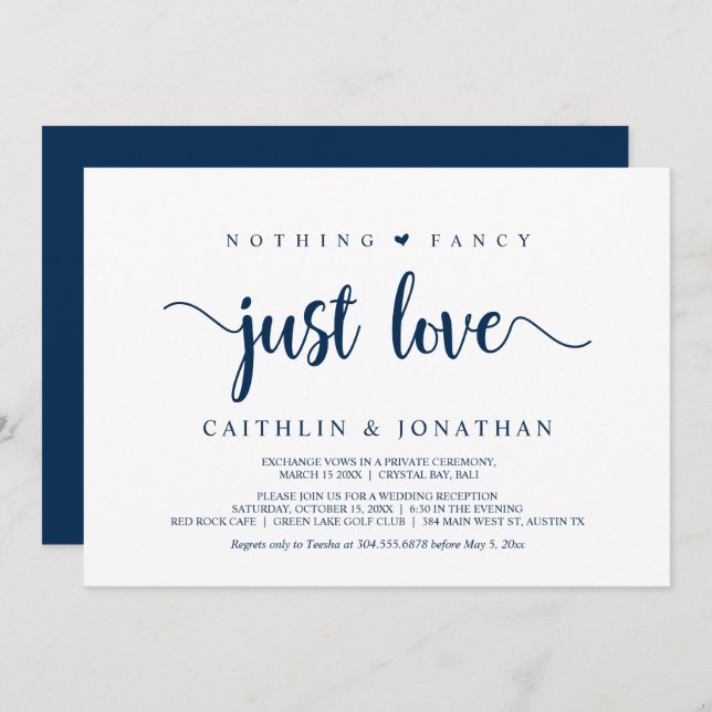 Modern Rustic Elopement, Nothing Fancy Just Love I Invitation (Front/Back)