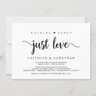 Modern Rustic Elopement, Nothing Fancy Just Love I Invitation