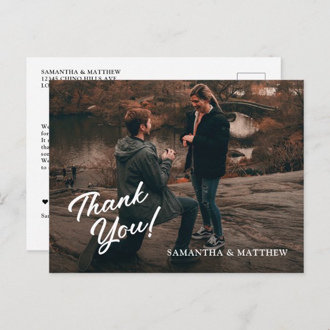 Modern Rustic Engagement Party Thank You Postcard (Front/Back)