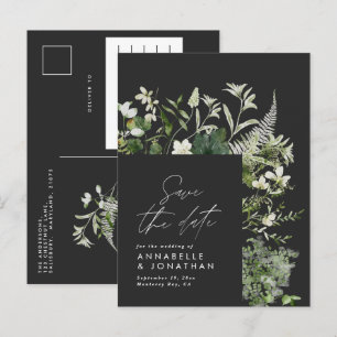 Modern rustic eucalyptus botanical elegant black announcement postcard
