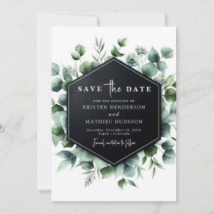 Modern Rustic Eucalyptus Digital Wedding Save The Date
