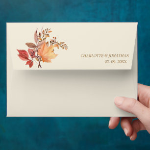 Modern Rustic Fall Boho Flower Wedding Envelope