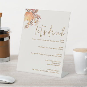 Modern Rustic Fall Boho Flower Wedding Pedestal Sign