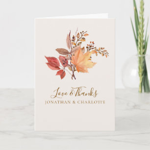 Modern Rustic Fall Boho Flower Wedding Thank You Card