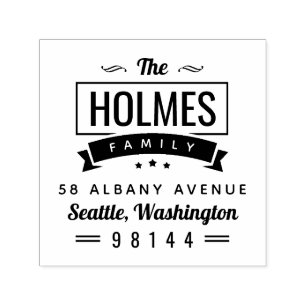 Modern Rustic Family Badge Return Address Stamp