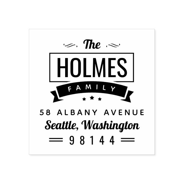 Modern Rustic Family Badge Return Address Stamp (Imprint)