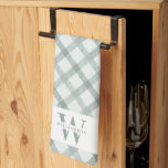 Modern Rustic Family Monogram Green Gingham Plaid Tea Towel<br><div class="desc">Modern,  rustic farmhouse chic monogrammed kitchen towels feature a faded green gingham plaid pattern,  with a white band bearing your custom family name and monogram.</div>