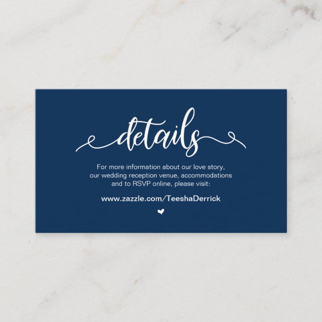 Modern Rustic Farm, Navy Blue,  Wedding Details Enclosure Card (Front)