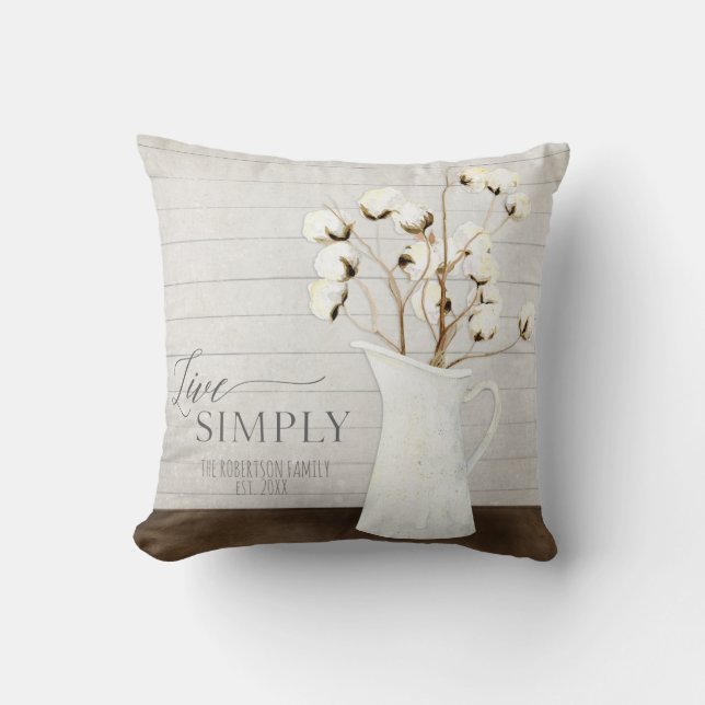 Modern Rustic Farmhouse Watercolor Live Simply Art Cushion (Front)