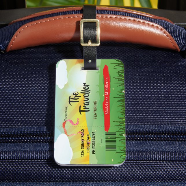 Modern Rustic Festival Fieldflowers Luggage Tag (Front Insitu 2)