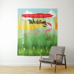 Modern Rustic Festival  Wedfest Wedding Photo Prop Tapestry