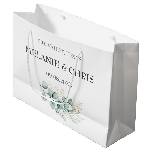 Modern Rustic Floral Custom Boho Gifts Wedding Lar Large Gift Bag (Front Angled)