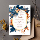 Modern Rustic Floral Elegant Wedding Invitation<br><div class="desc">Featuring stunning watercolor floral artwork, this Modern Rustic Floral Elegant Wedding Invitation blends chic botanical elements with a touch of boho charm. Perfect for a garden wedding, the indigo rust flowers create a timeless and elegant feel. The unique design showcases a delightful mix of rustic elements and sophisticated style, making...</div>
