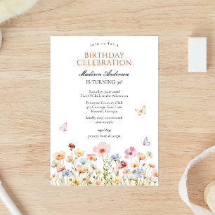 Modern Rustic Floral Girl Birthday Invitation
