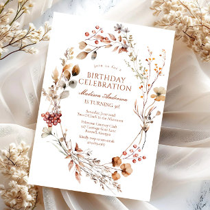 Modern Rustic Floral Girl Birthday Invitation