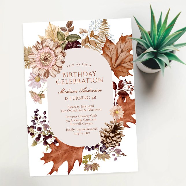 Modern Rustic Floral Girl Birthday Invitation (Creator Uploaded)