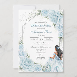 Modern Rustic Floral Quinceanera Invitation