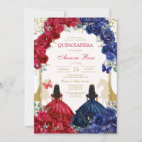 Modern Rustic Floral Quinceanera Invitation