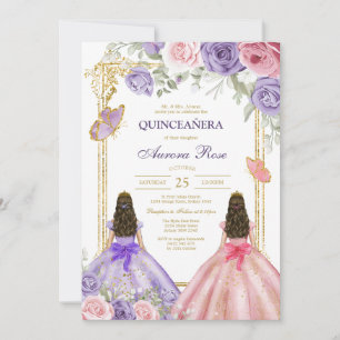 Modern Rustic Floral Quinceanera Invitation