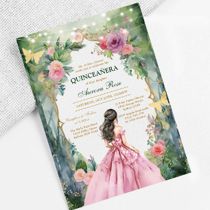 Modern Rustic Floral Quinceanera Invitation