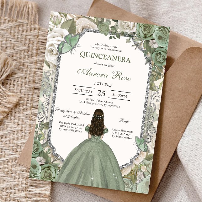 Modern Rustic Floral Quinceanera Invitation (Creator Uploaded)