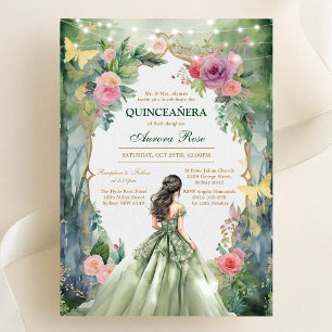 Modern Rustic Floral Quinceanera Invitation