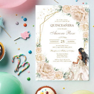 Modern Rustic Floral Quinceanera Invitation